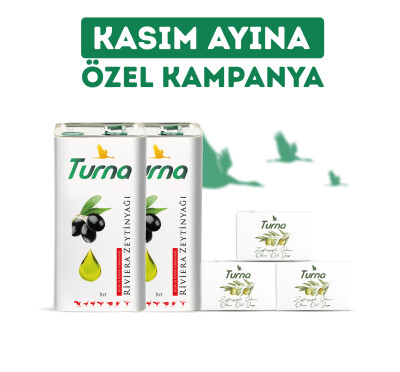 FIRSAT PAKETİ ( 2 ADET TURNA RİVİERA ZEYTİNYAĞI 5 L ve 3 ADET TURNA ZEYTİNYAĞLI SABUN 150 G ) - TURNA